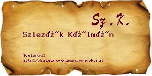 Szlezák Kálmán névjegykártya